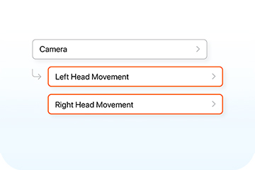 screenshot from iphone showing activating left and right head movements  in camera drop down  
