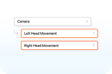screenshot from iphone showing activating left and right head movements in camera drop down