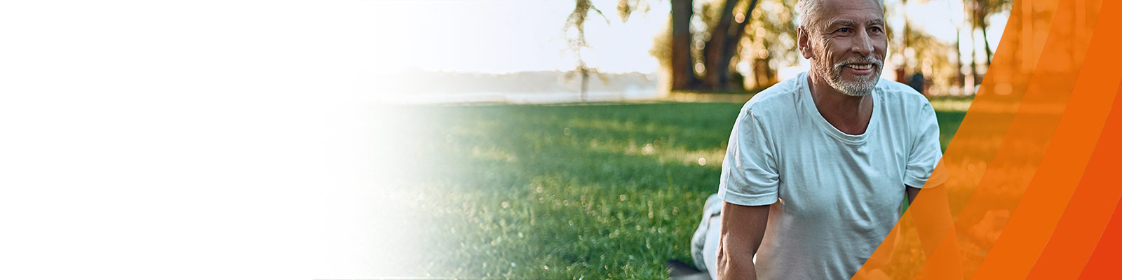 an elderly couple on yoga mats outside stretching their backs