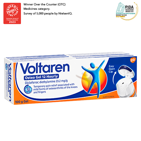 Voltaren 23.2 mg/g Diclofenac Osteo Gel 12 Hourly for joint and back pain relief product