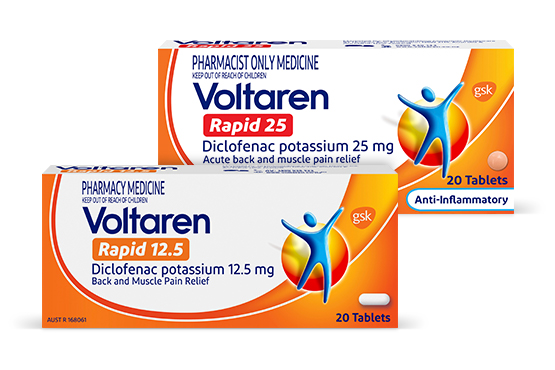 Voltaren Dolo 25 milligram tablets for pain releif packaging