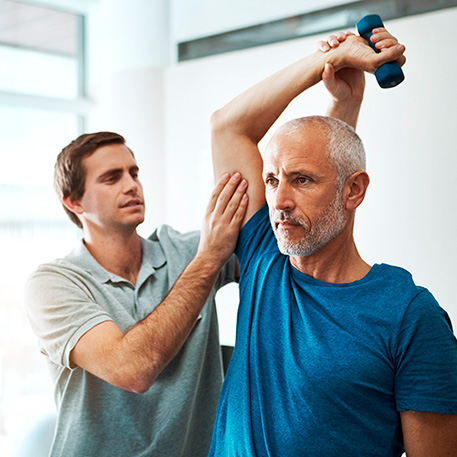 A man receiving physio therapy 