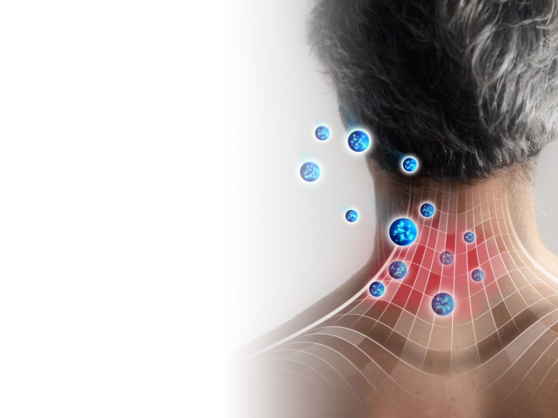 Graphic showing how Voltaren Gel works on the neck