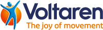Voltaren logo. By clicking on the Voltaren logo, you will be taken to the Voltaren homepage.