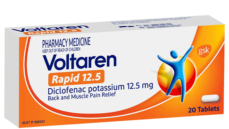 Packshot of Voltaren Rapid 12.5 tablets