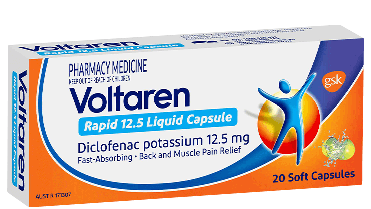 Packshot of Voltaren Rapid 12.5 Liquid Capsules