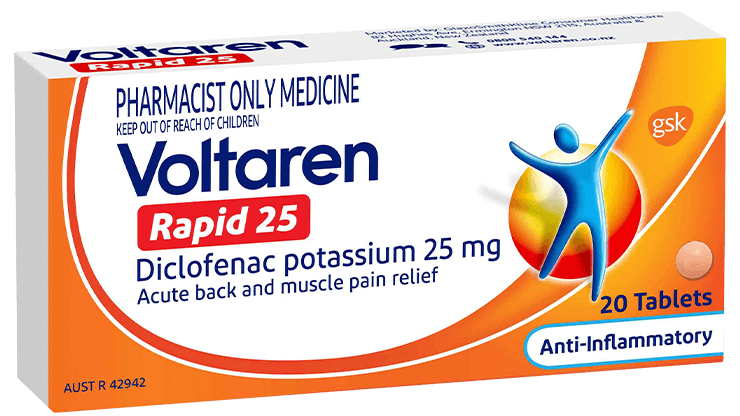 Packshot of Voltaren Rapid tablets